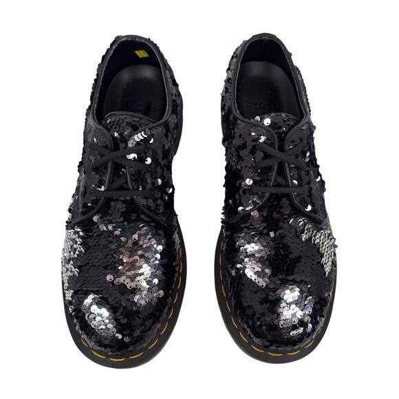 Dr. Martens 1461 Oxford Shoes Sequins  Women's 8 EU39 Black Silver 3 Eye RARE - Picture 11 of 12